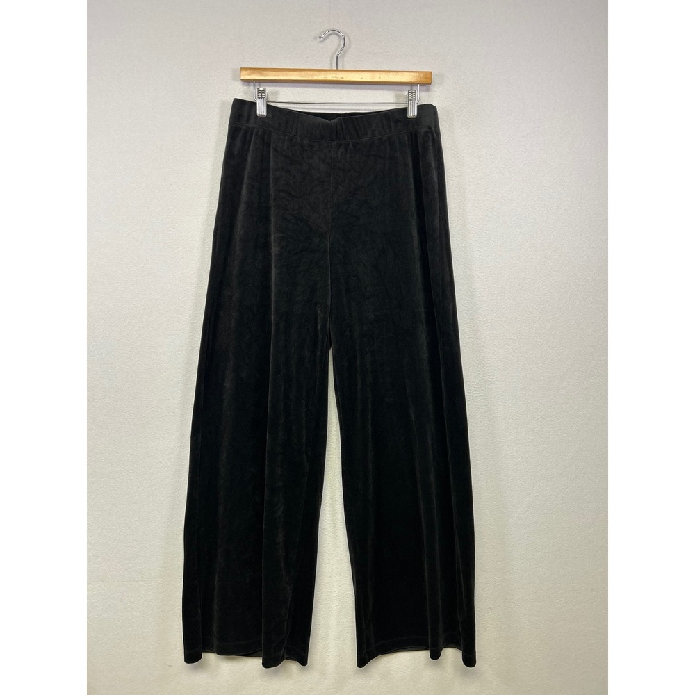 Y2K Loungewear Old Navy Womens L Tall Black Velour‎ Wide Leg Elastic Waist Pants